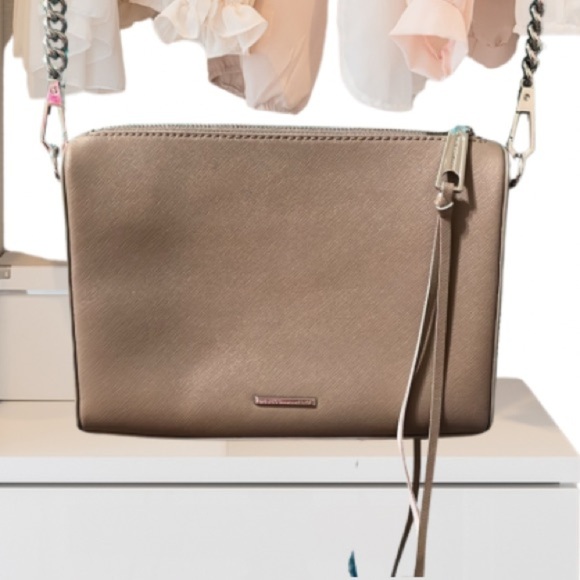 Rebecca Minkoff - Taupe Saffiano Leather Crossbody Bag - Picture 1 of 15